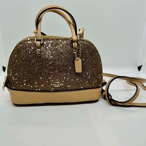Coach RARE Micro Mini Glitter Dome Satchel - Gold and Tan